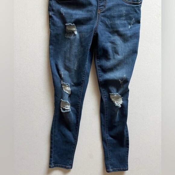 Wax Jean distressed frayed slim denim jean overalls Sz M - Picture 3 of 8